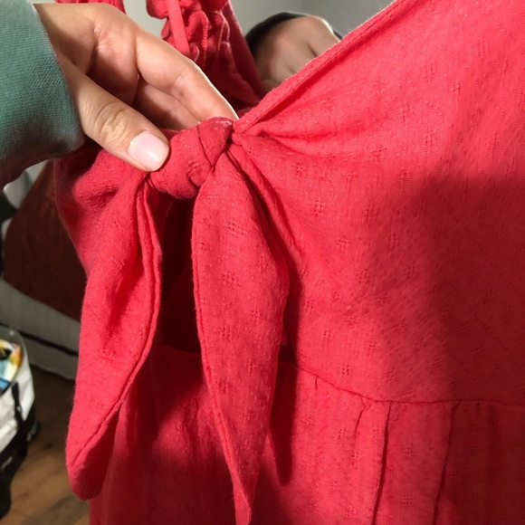 Saints + Secrets Pink Ruffle Tie Front Dress Med. - Picture 4 of 10